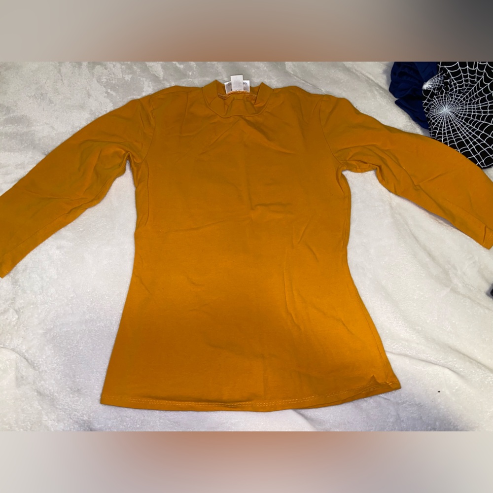 Vixen by Micheline Pitt Mustard Yellow Fitted Long Sleeve Top